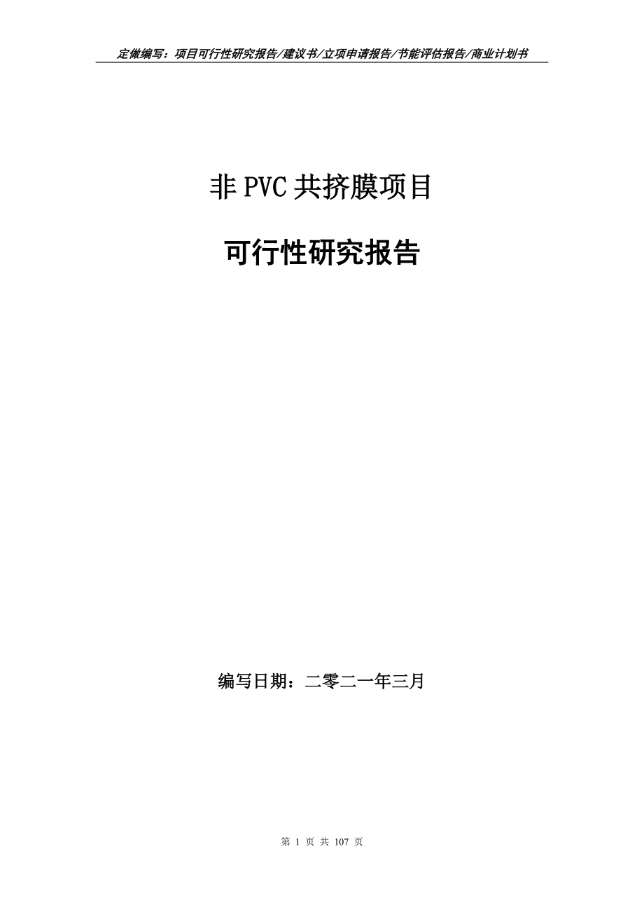 非PVC共挤膜项目可行性研究报告写作范本_第1页