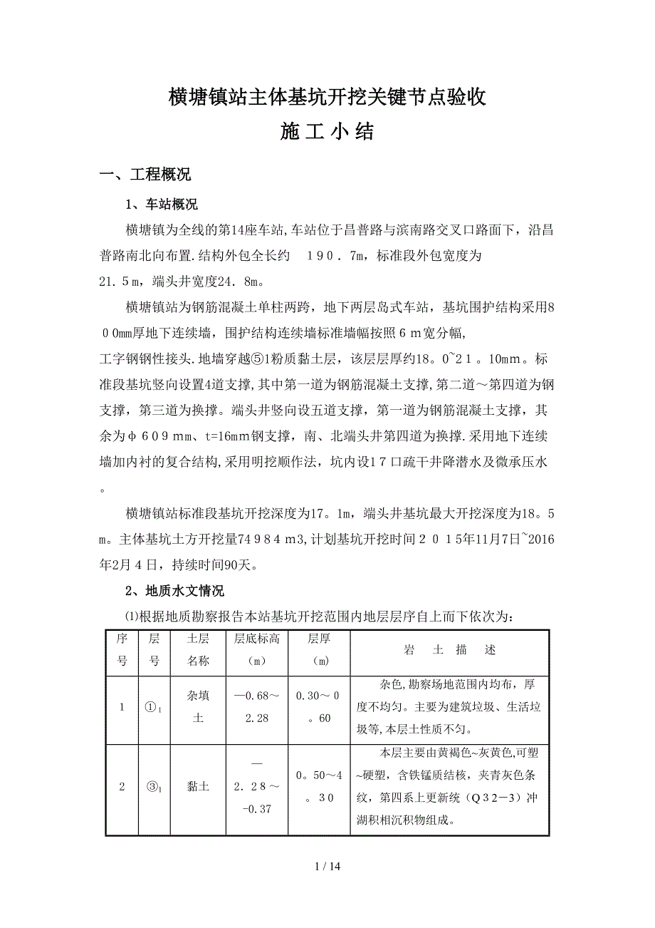 横塘镇站基坑开挖关键节点验收_第1页