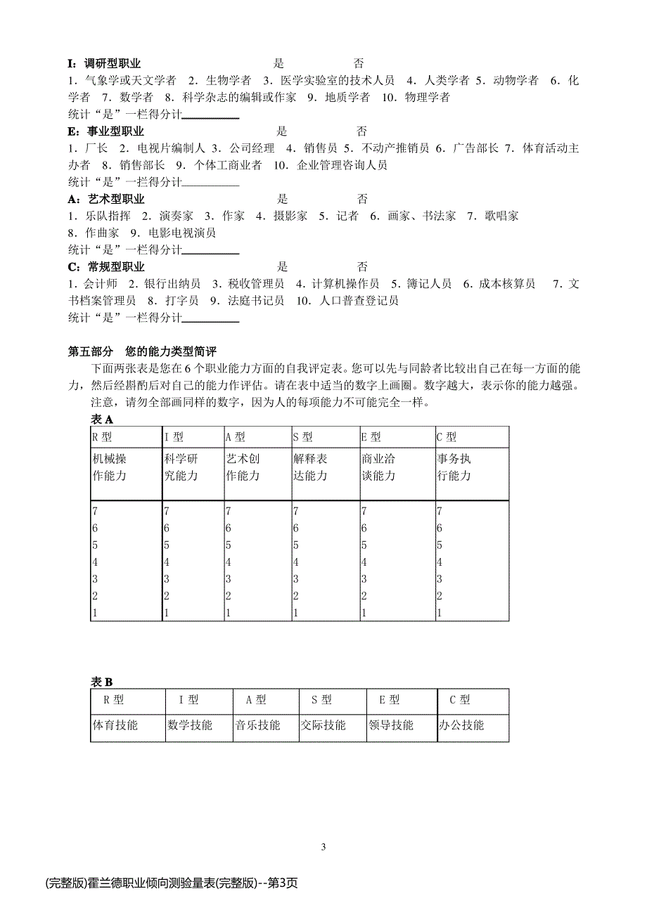 (完整版)霍兰德职业倾向测验量表(完整版)_第3页