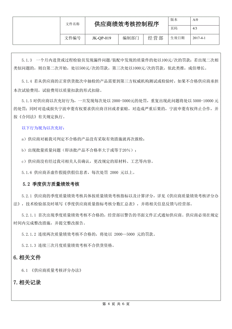 9供应商绩效考核控制程序_第4页