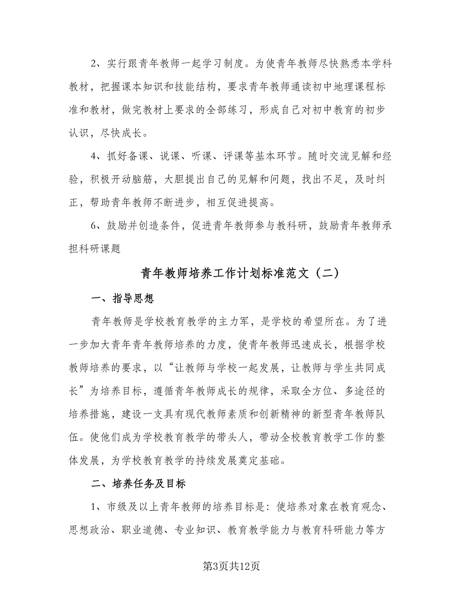 青年教师培养工作计划标准范文（4篇）_第3页