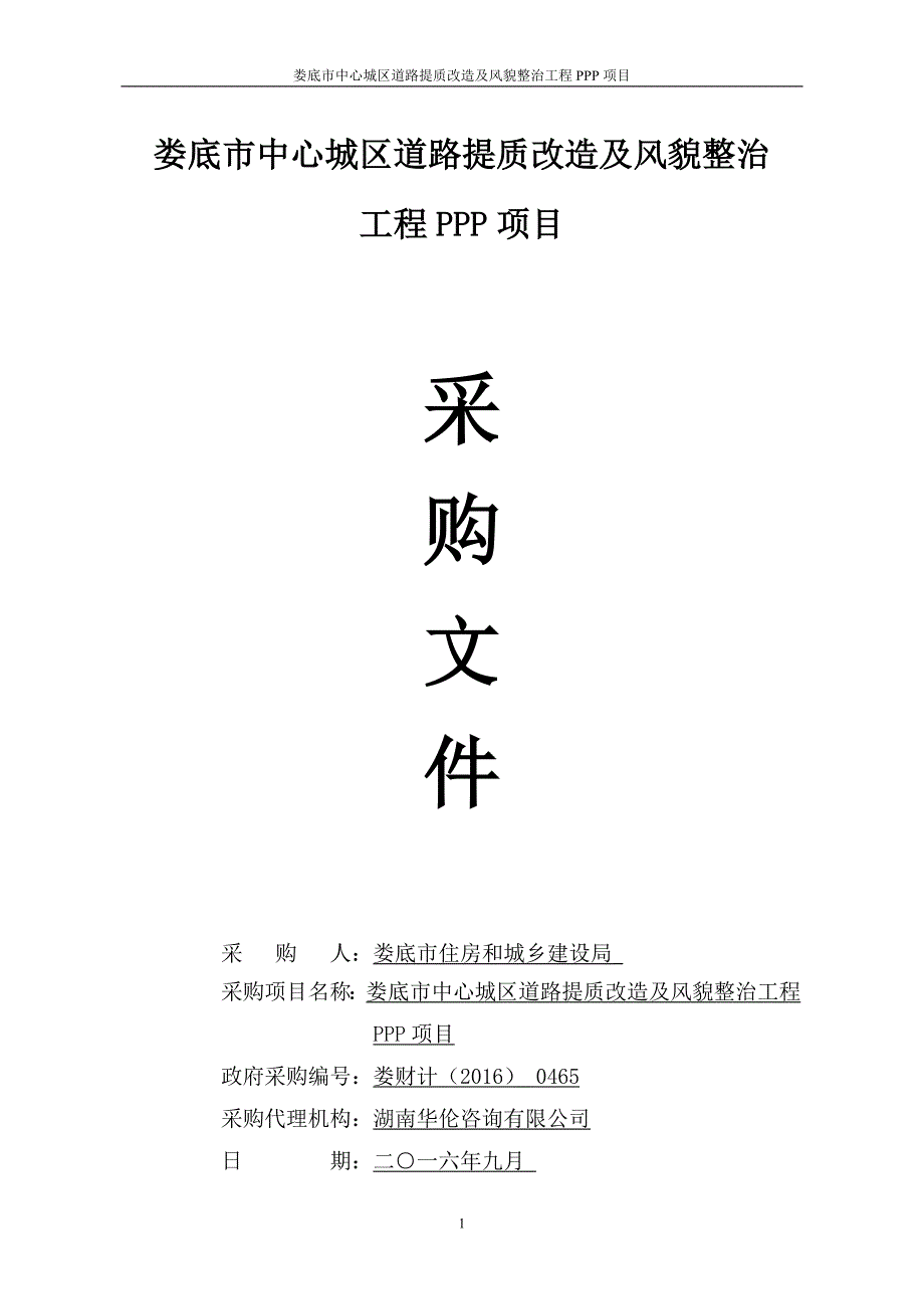 娄底市中心城区道路提质改造及风貌整治.doc_第1页