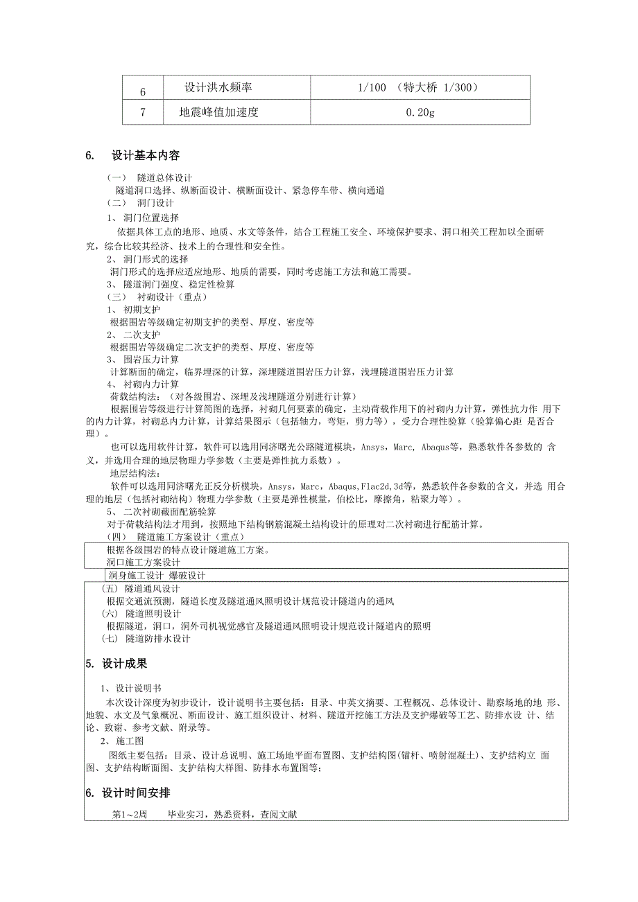 隧道工程毕业设计任务书_第4页