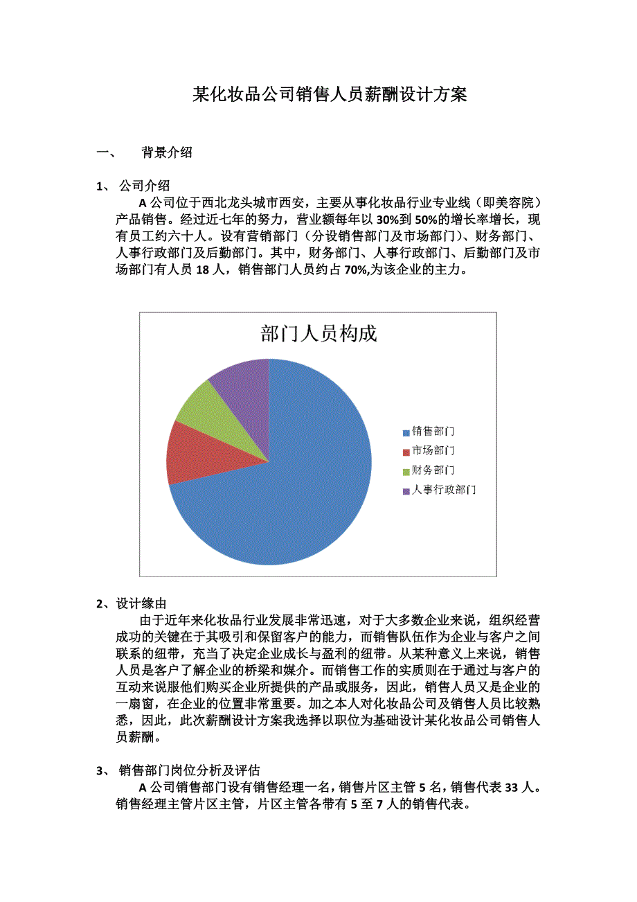 某化妆品公司销售人员薪酬设计方案_第1页