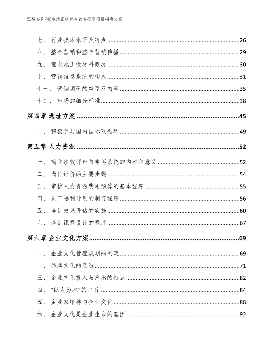 锂电池正极材料销售投资项目招商方案_第2页