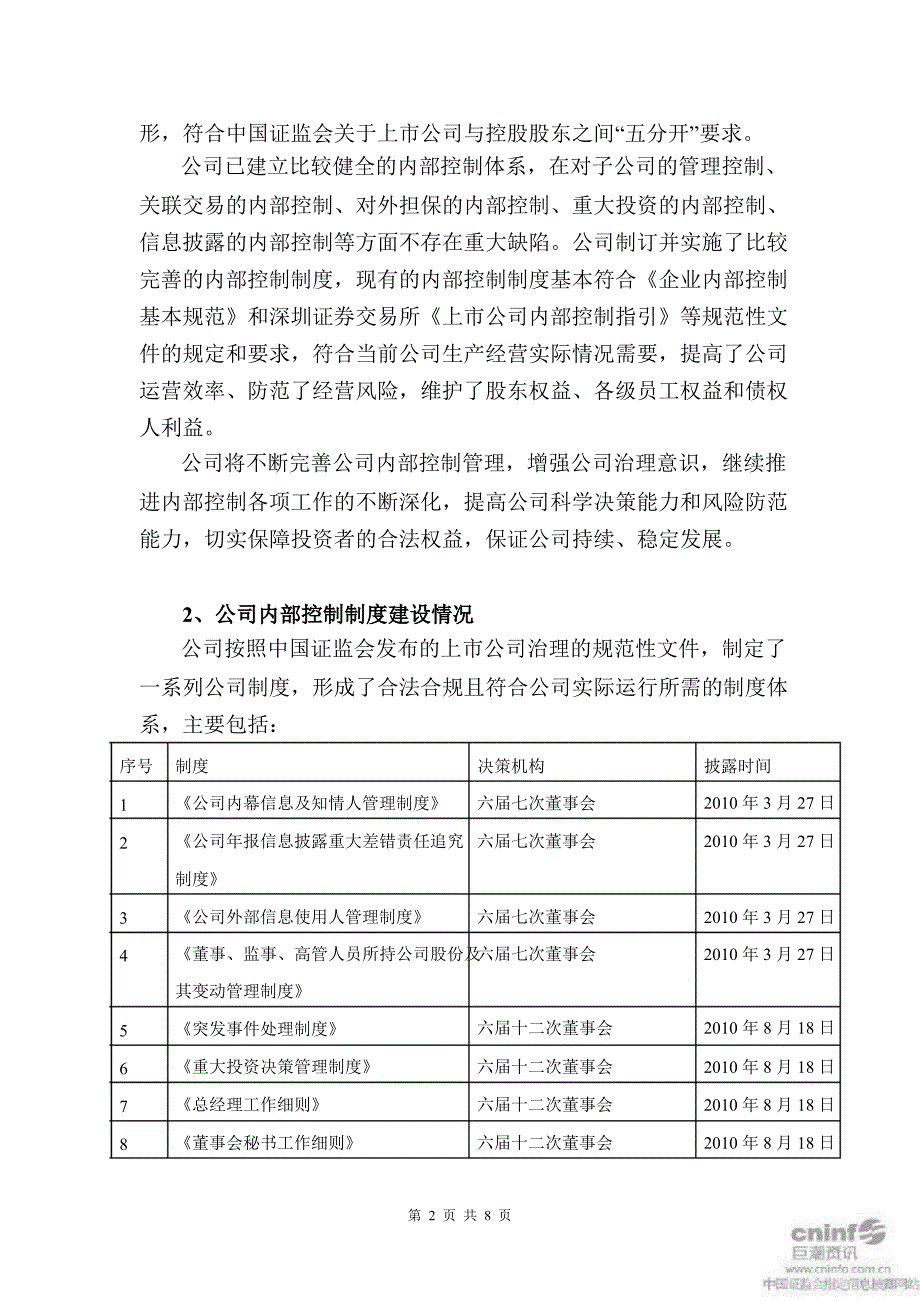 华东医药内部控制自我评价报告_第2页