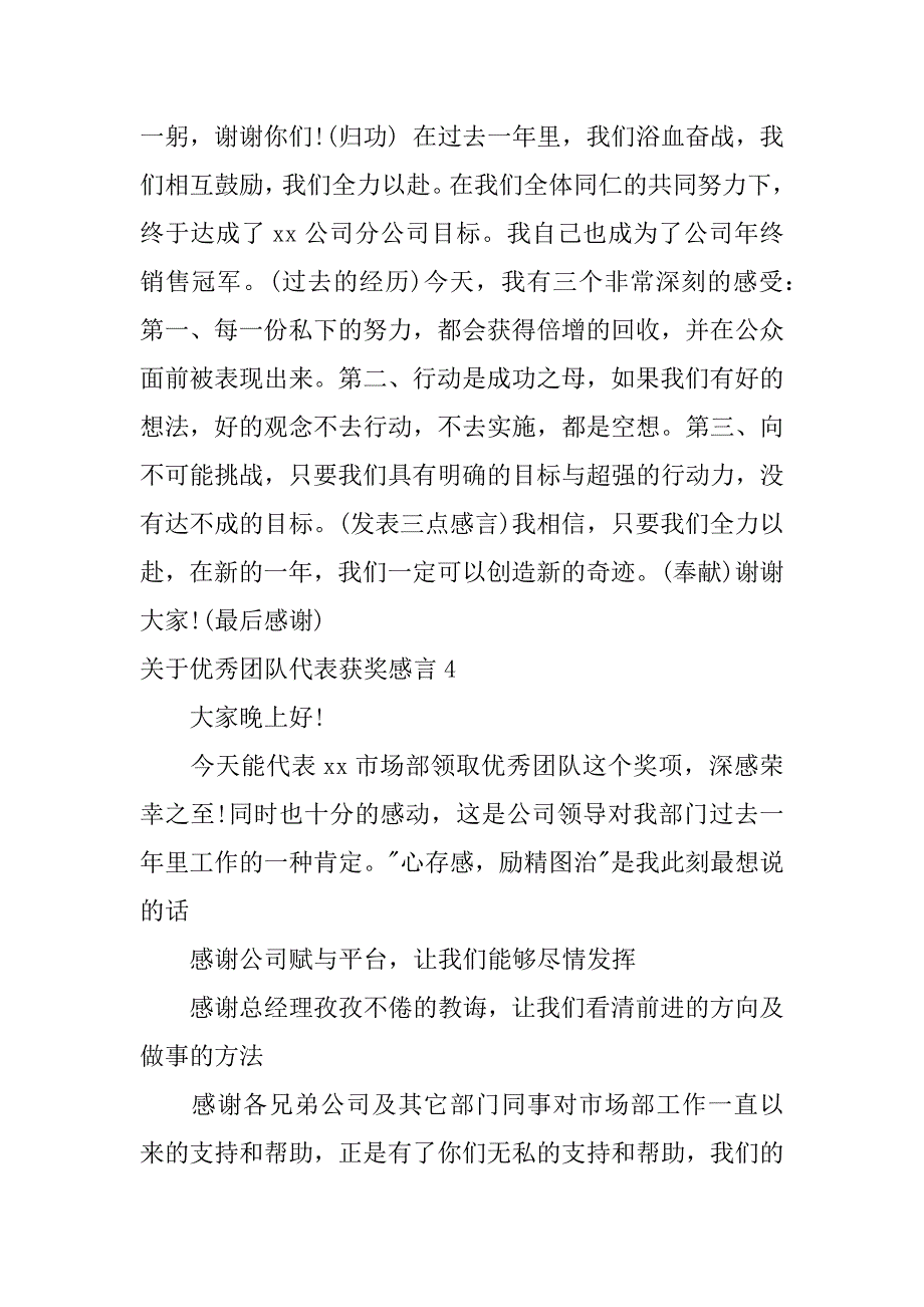 2024年关于优秀团队代表获奖感言_第3页