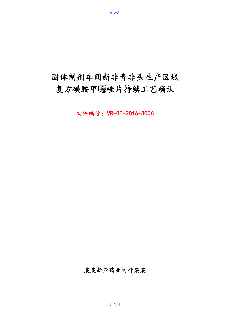 原创持续实用工艺确认报告材料_第1页