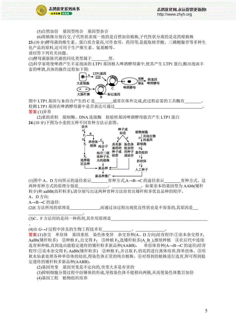 忧化设计系列6《从杂交育种到基因工程》测评.doc_第5页