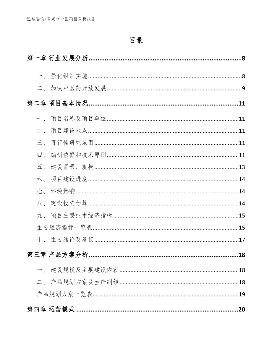罗定市中医项目分析报告范文模板_第1页
