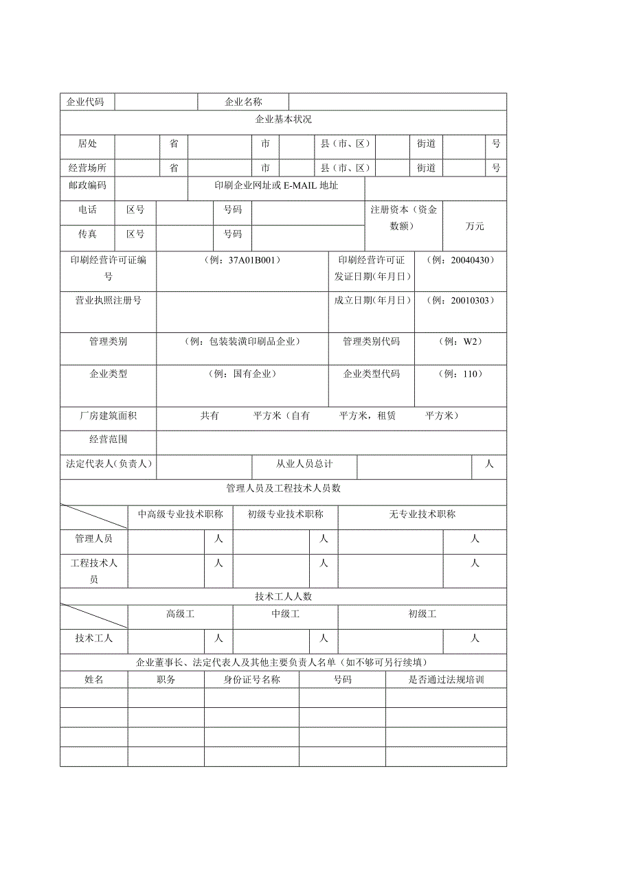 设立包装装潢印刷企业申请表_第2页