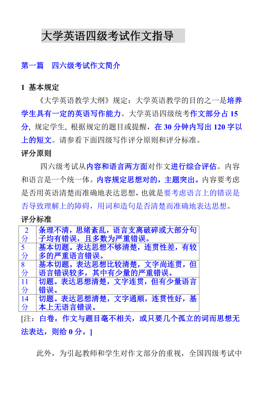 2023年大学英语四级考试作文指导_第1页