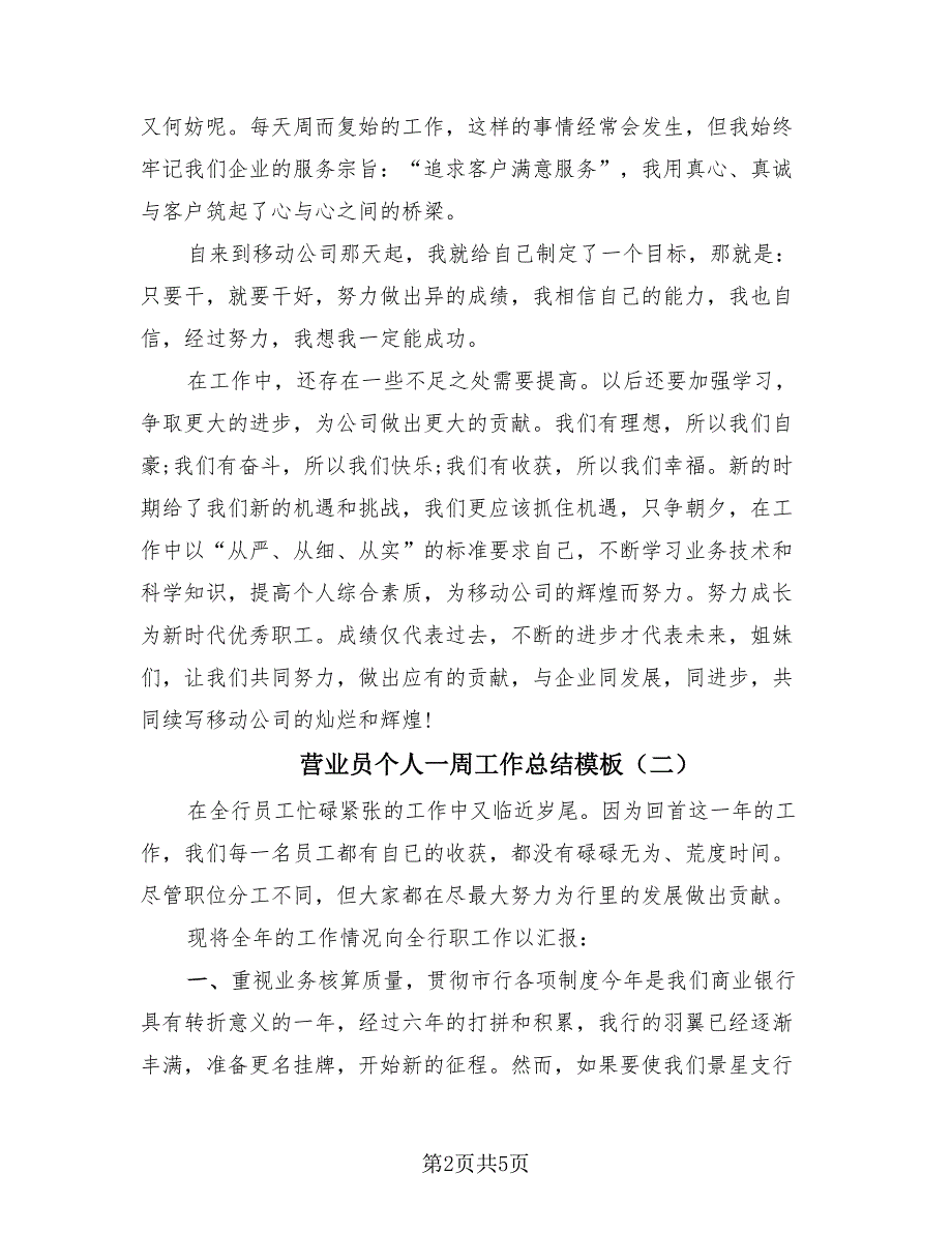 营业员个人一周工作总结模板（2篇）.doc_第2页