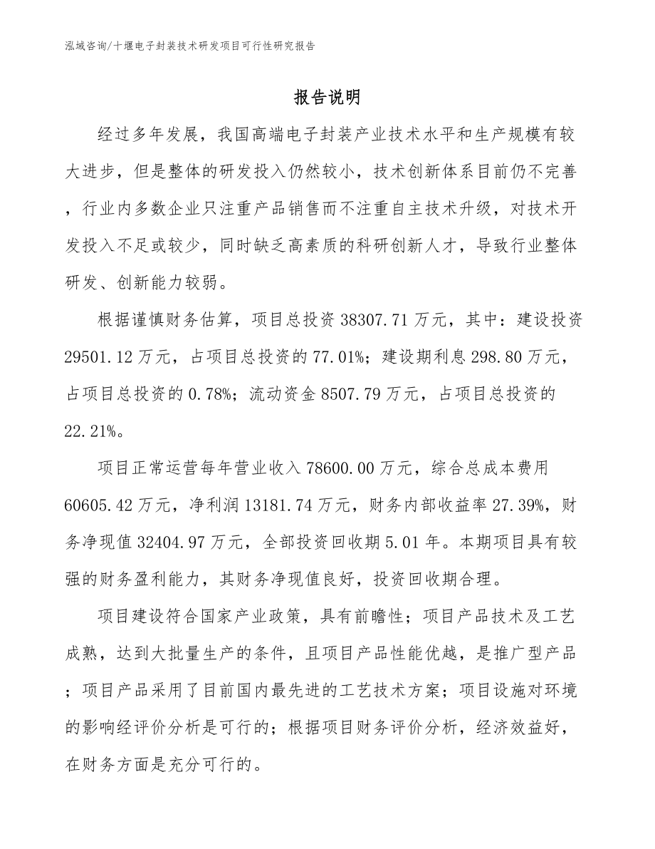 十堰电子封装技术研发项目可行性研究报告_模板范文_第2页