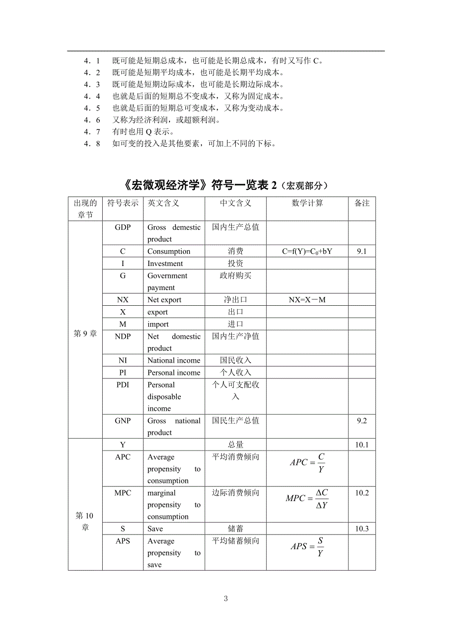 西方经济学公式符号汇总表()_第3页