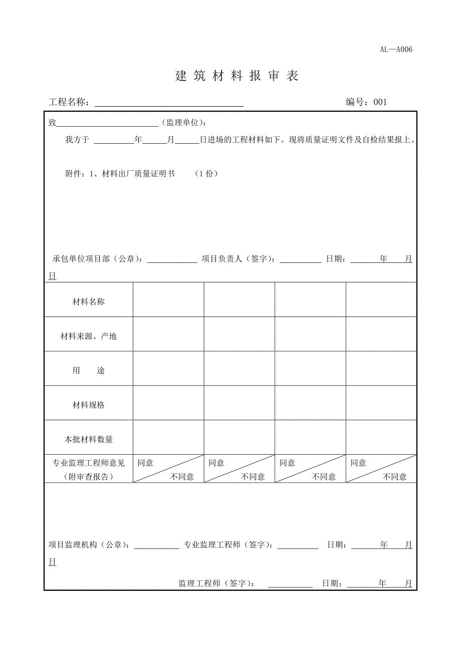 四川-建筑材料报审表-JL-A006_第1页