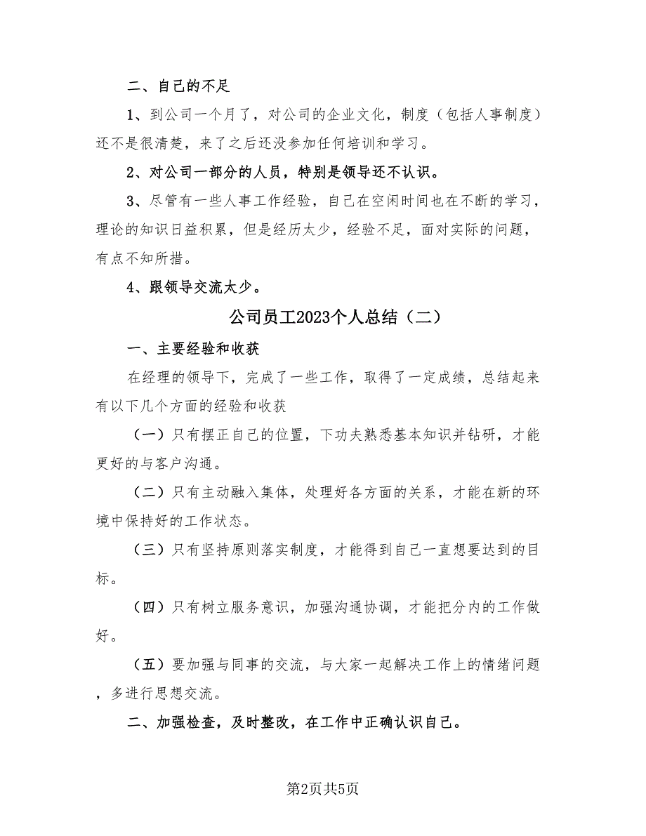 公司员工2023个人总结（3篇）.doc_第2页