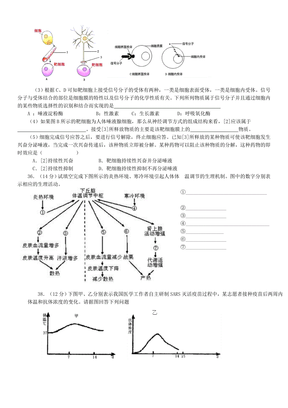 动物生命活动的调节练习题_第4页