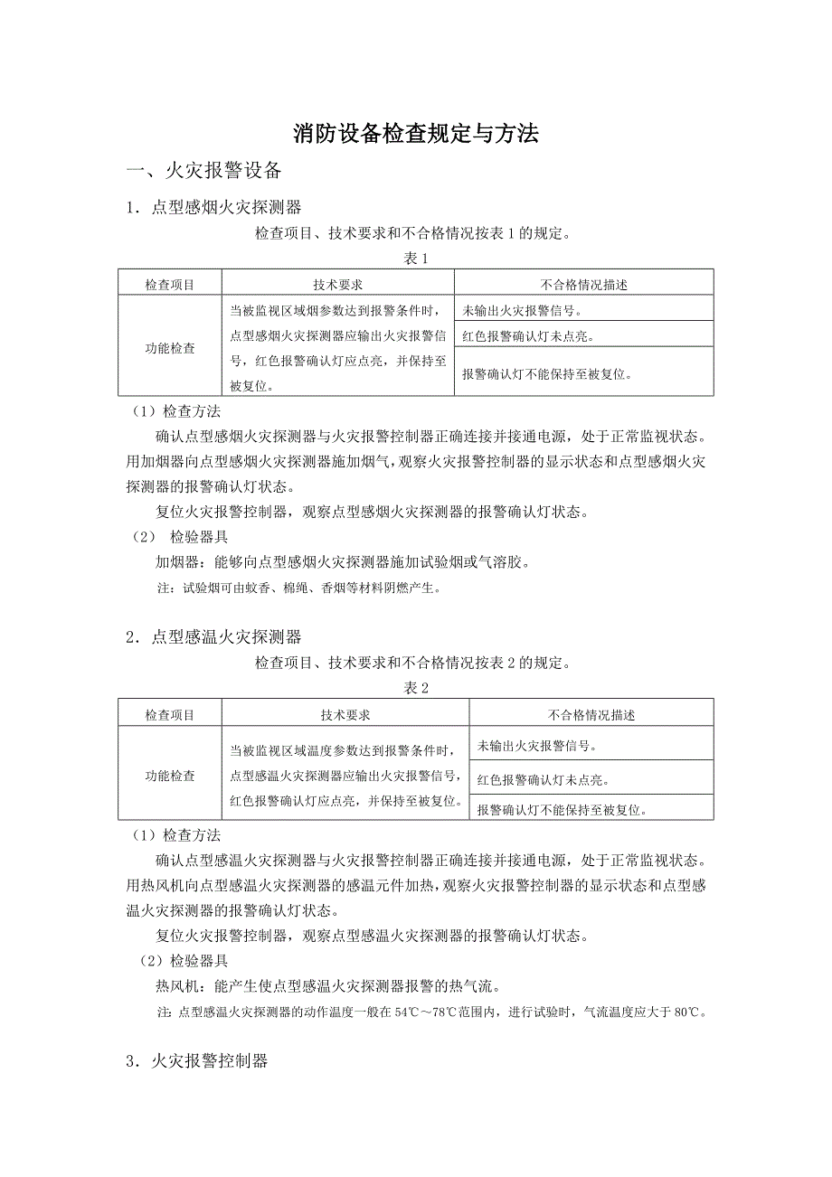 消防设备检查规定与方法.doc_第1页