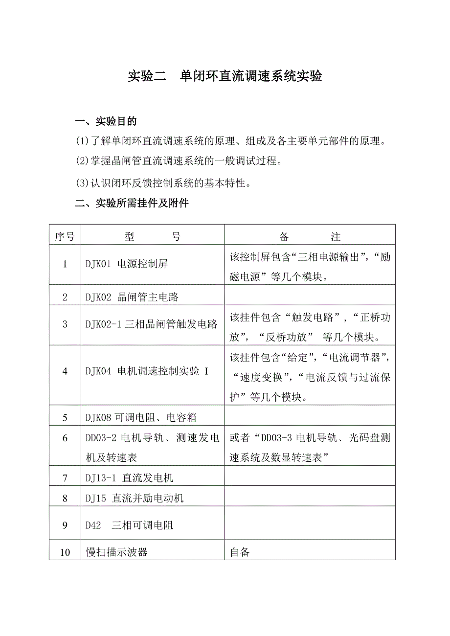 实验二单闭环直流调速系统实验_第1页