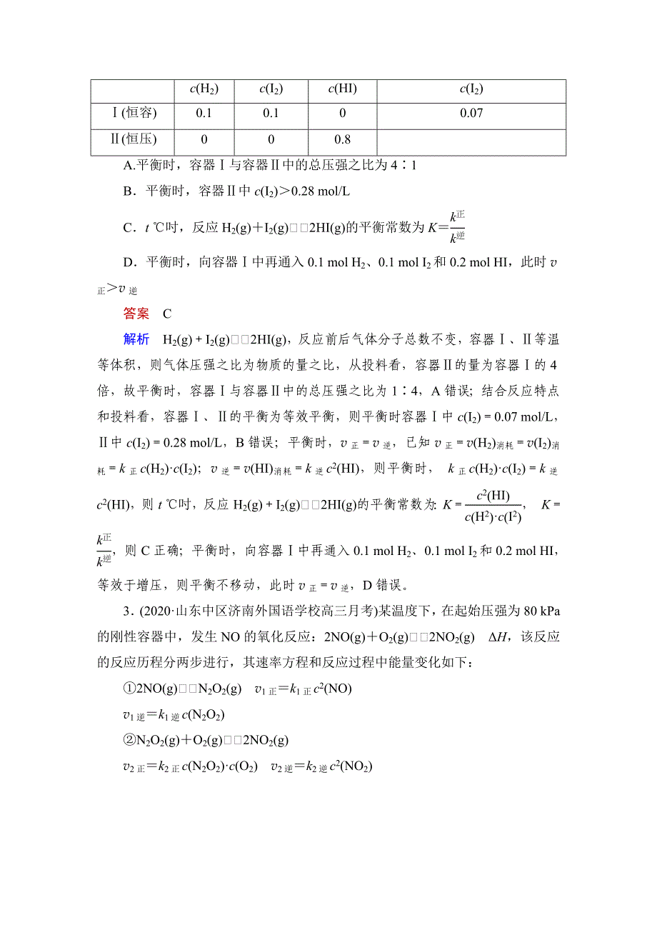 热点强化练14速率常数与化学平衡常数综合分析公开课_第2页