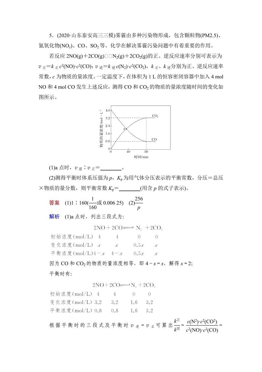 热点强化练14速率常数与化学平衡常数综合分析公开课_第5页