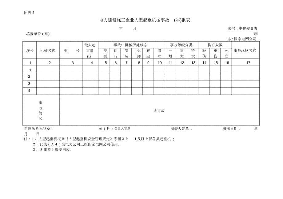 电力建设施工企业安全(年)报表_第5页