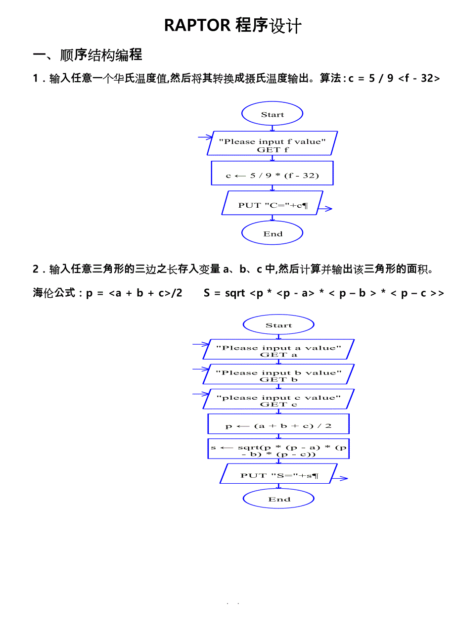 RAPTOR程序的设计例题参考答案_第1页