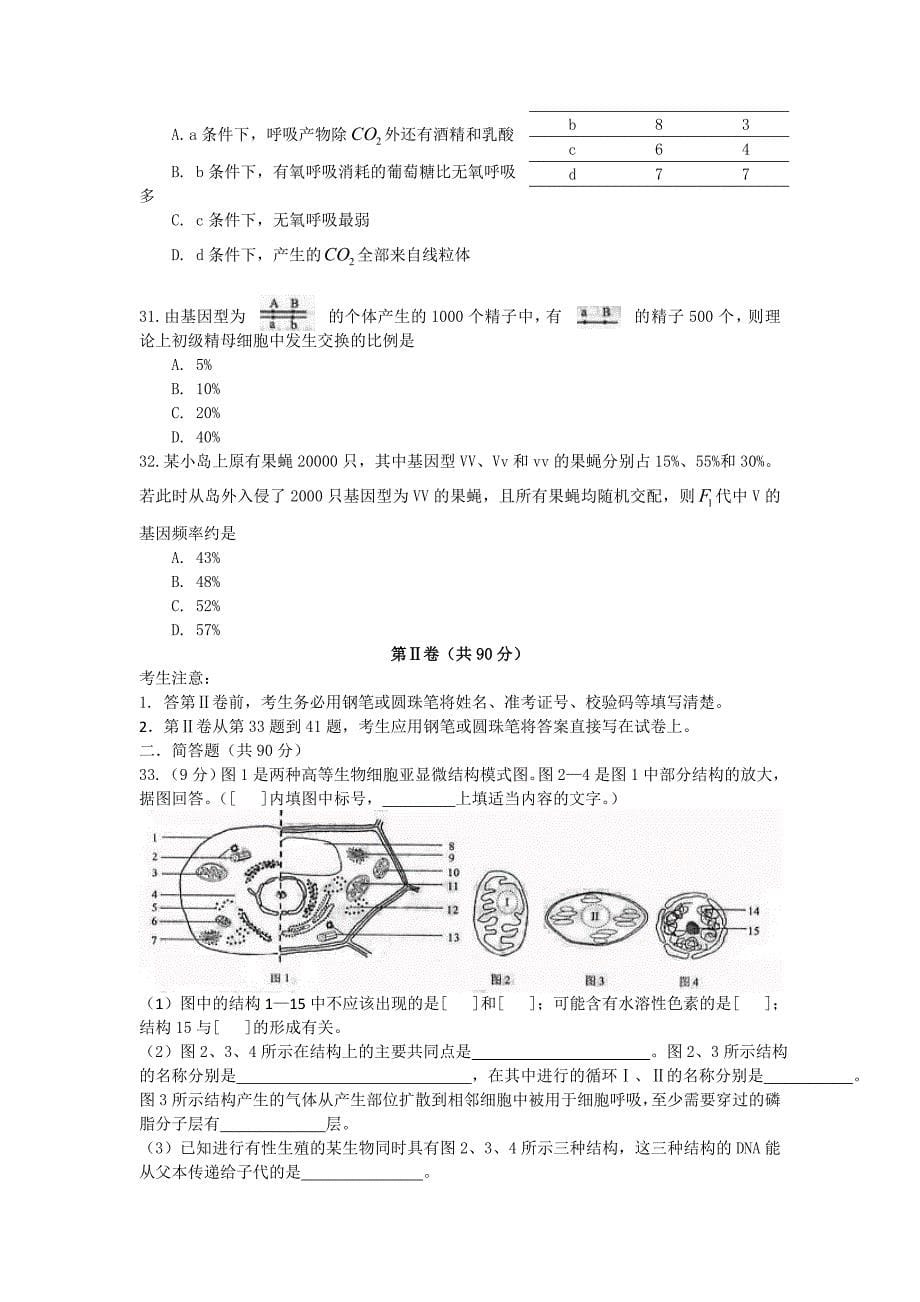 2009年高考上海卷(生物)试题及答案_第5页