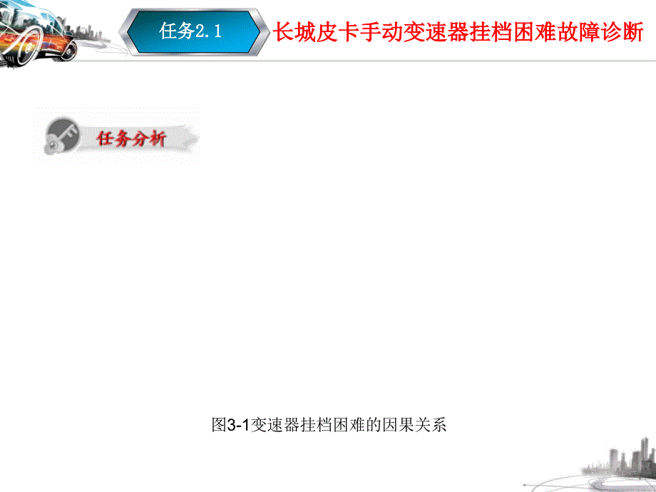 任务21长城皮卡手动变速器挂档困难故障诊断教材课件_第3页