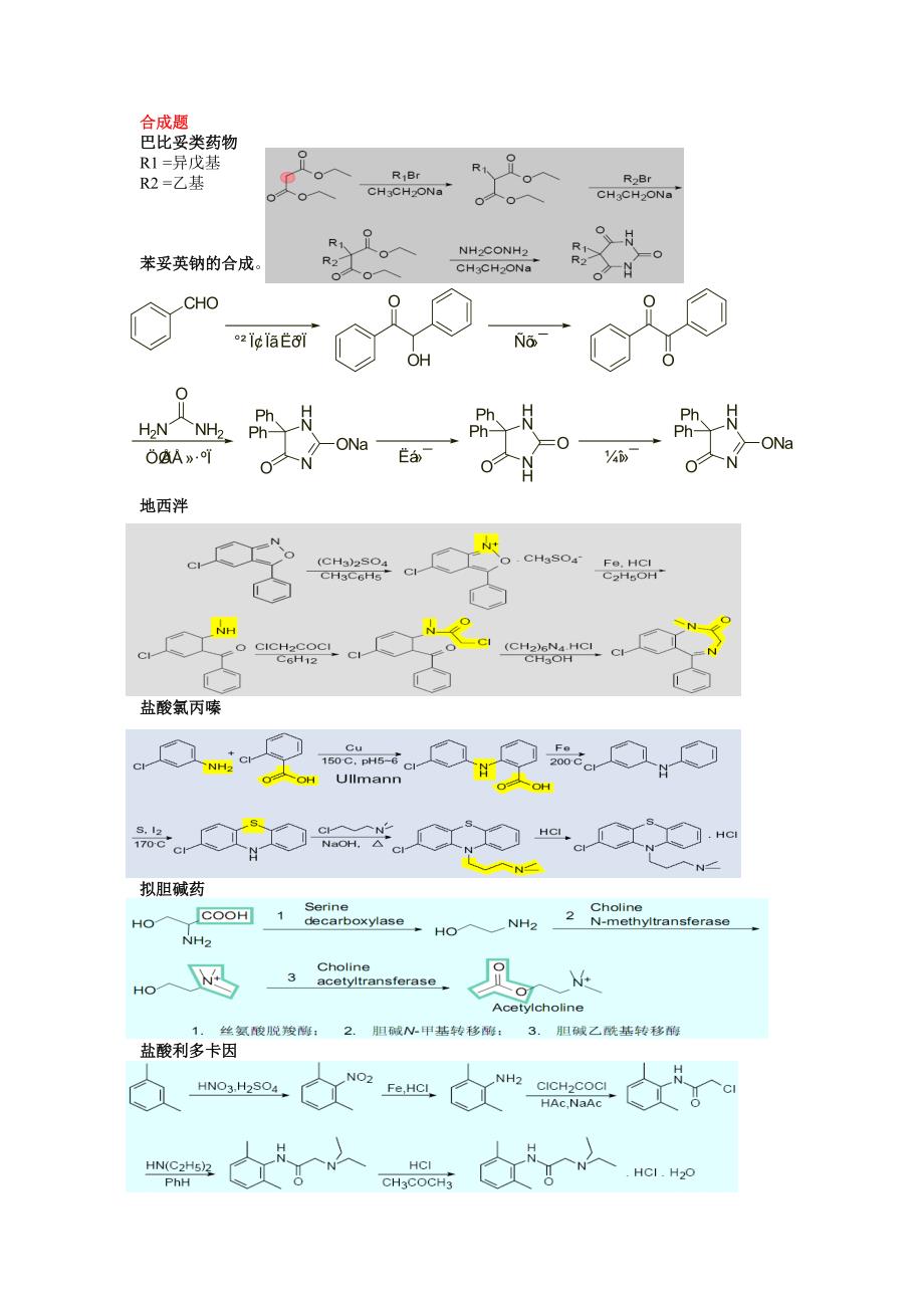 药物化学合成题.doc_第1页