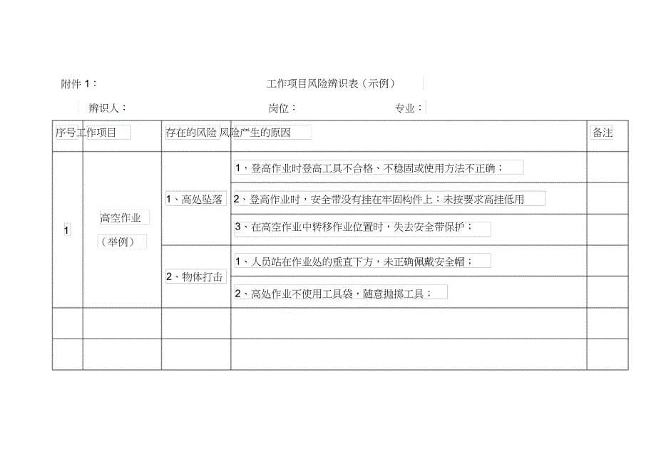 XX有限公司安全风险辨识管控工作实施方案（完整版）_第5页