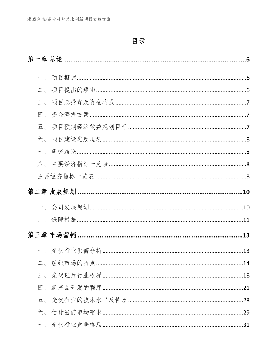 遂宁硅片技术创新项目实施方案模板范本_第1页