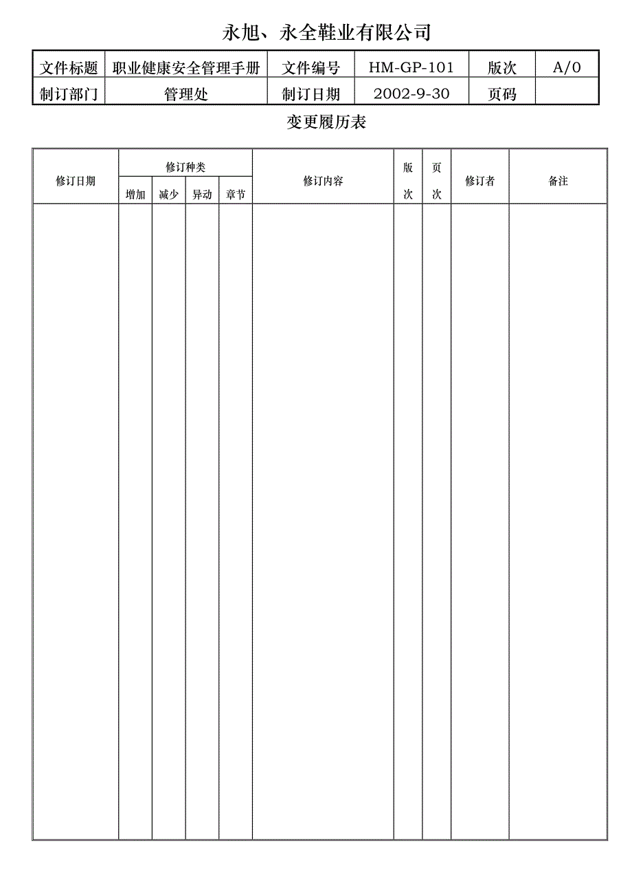 永旭永全鞋业有限公司职业健康安全管理手册_第2页