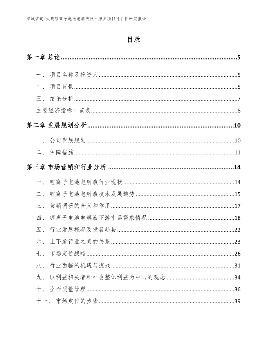 大连锂离子电池电解液技术服务项目可行性研究报告范文参考_第1页