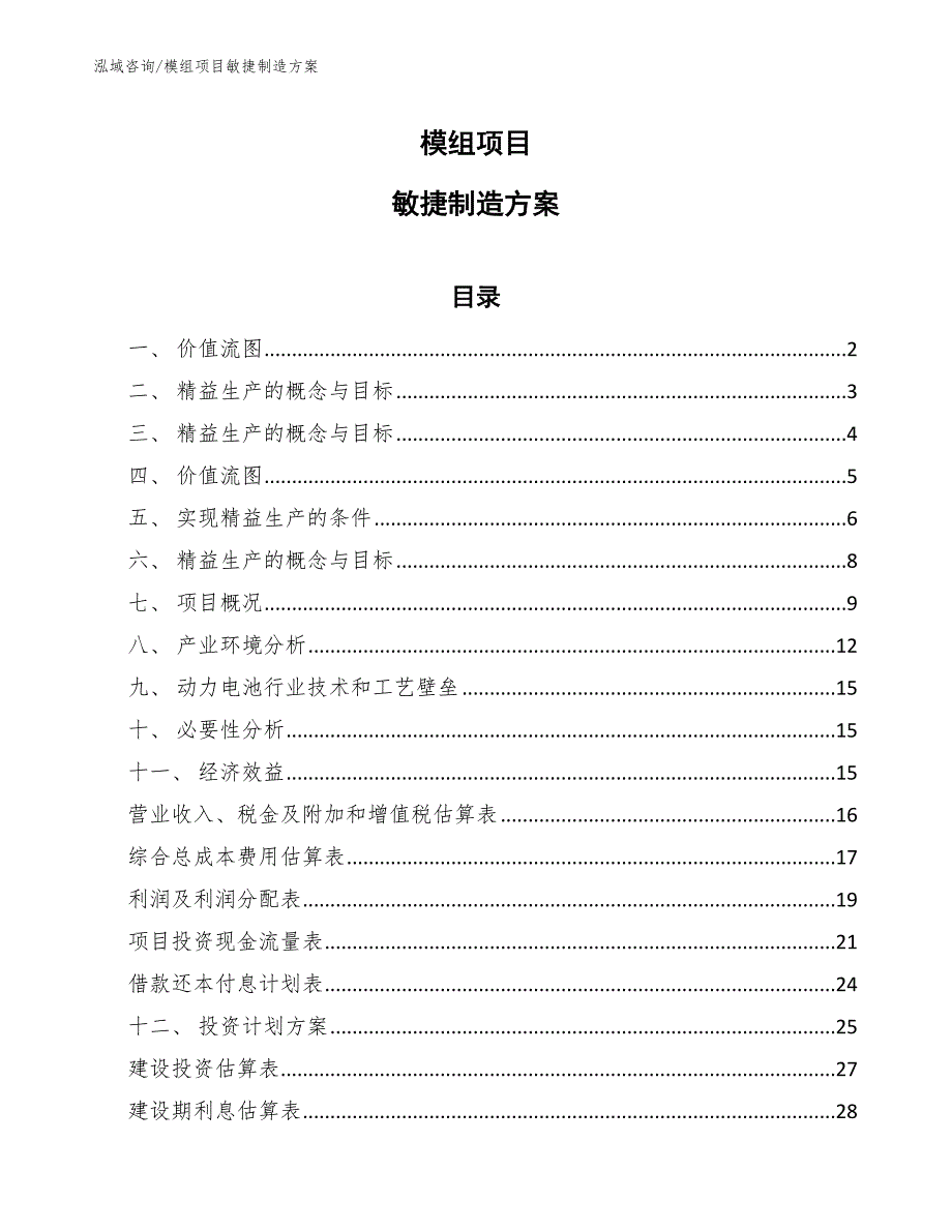 模组项目敏捷制造方案（范文）_第1页