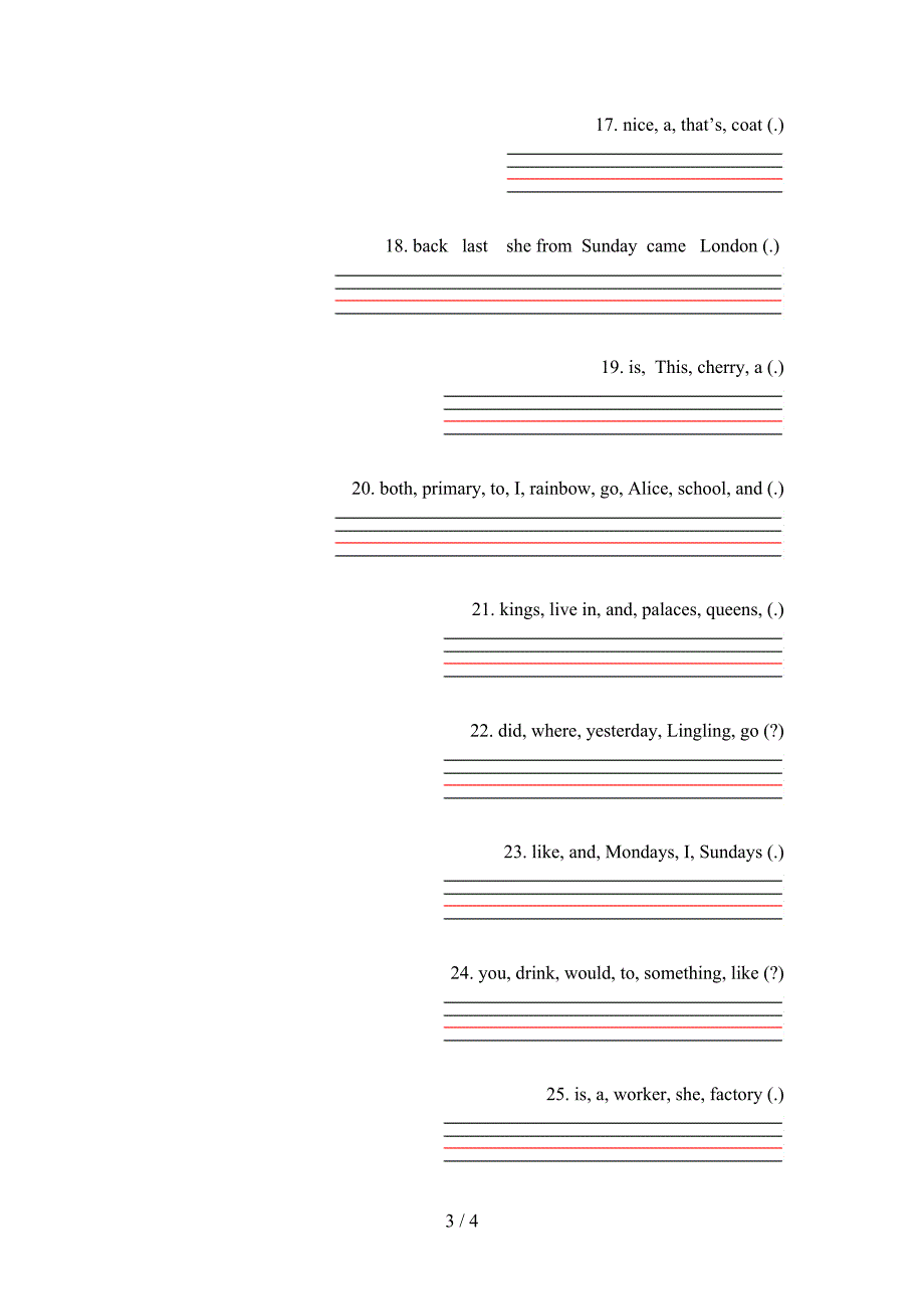 译林版五年级下册英语连词成句专项积累练习_第3页