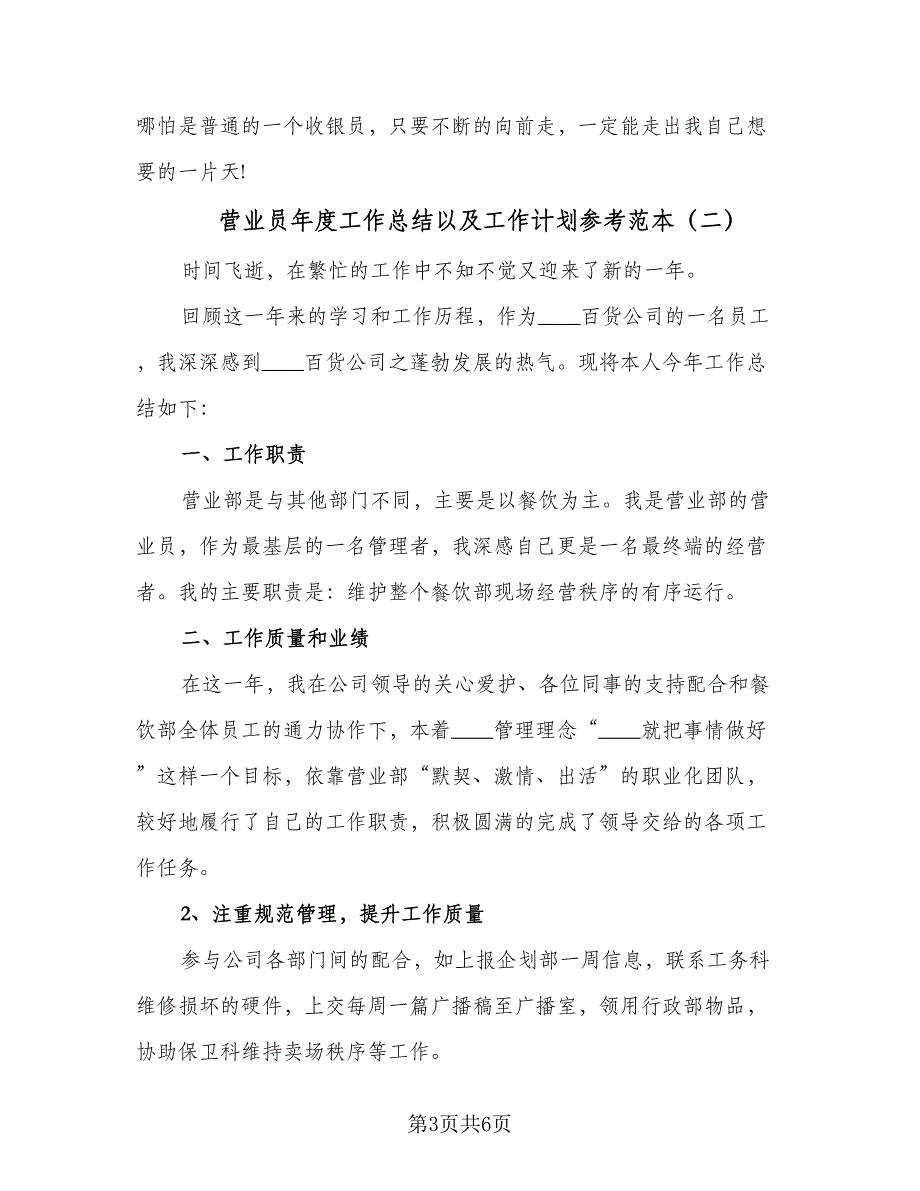 营业员年度工作总结以及工作计划参考范本（3篇）_第3页