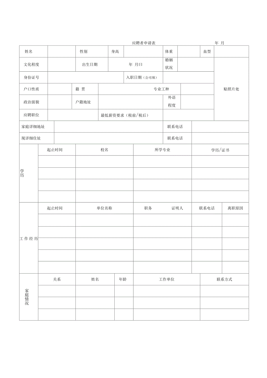 求职申请表模板_第1页