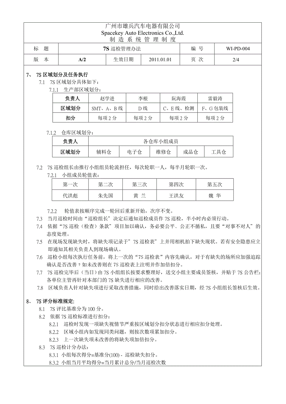 汽车电器有限公司7S巡检管理办法_第2页