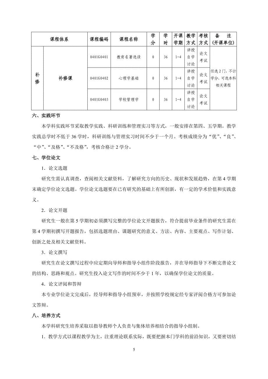 教育学一级学科硕士研究生培养方案_第5页