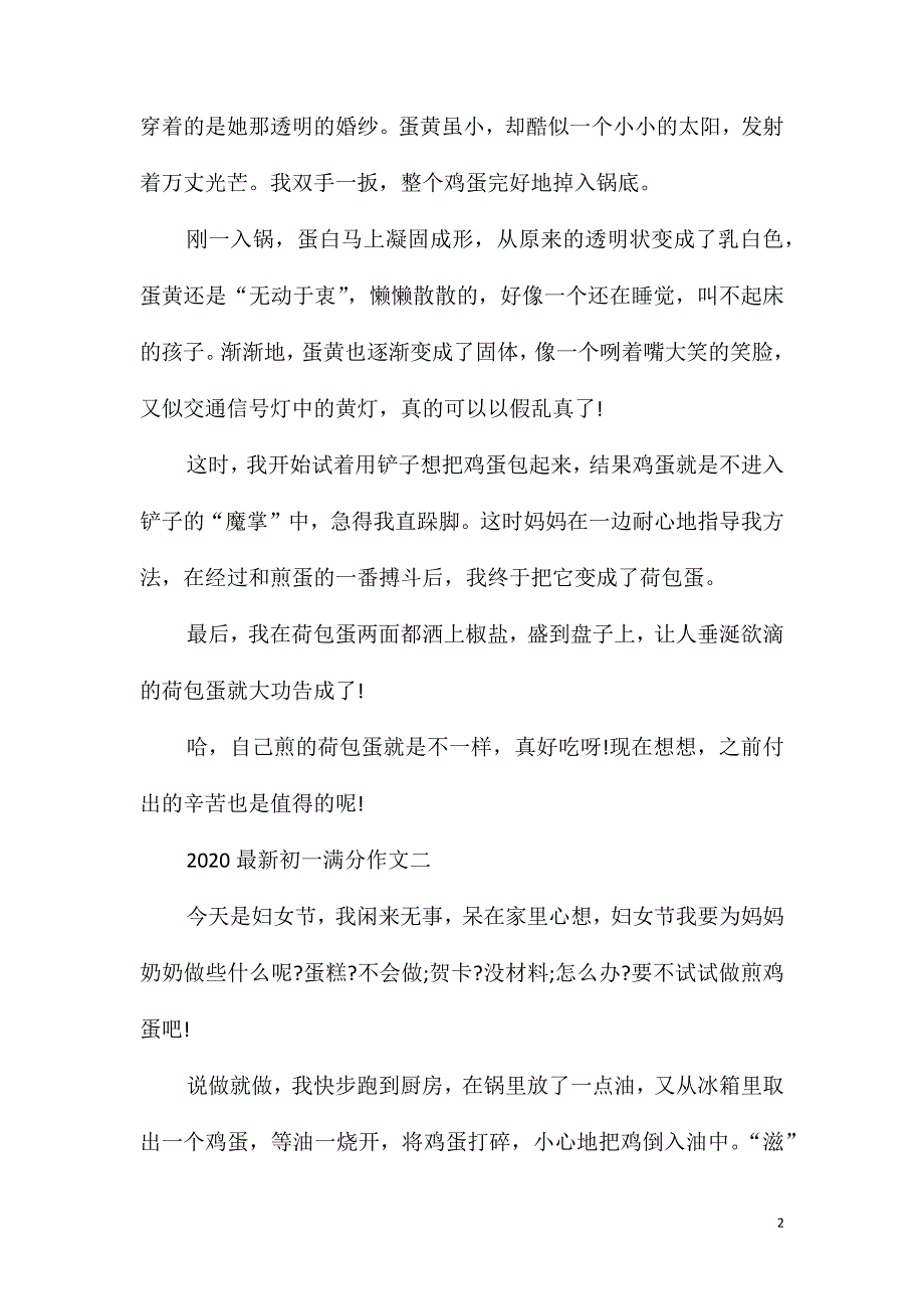 2020最新初一满分作文_第2页