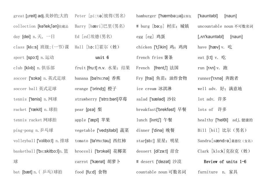 人教版七年级上册英语单词_第5页