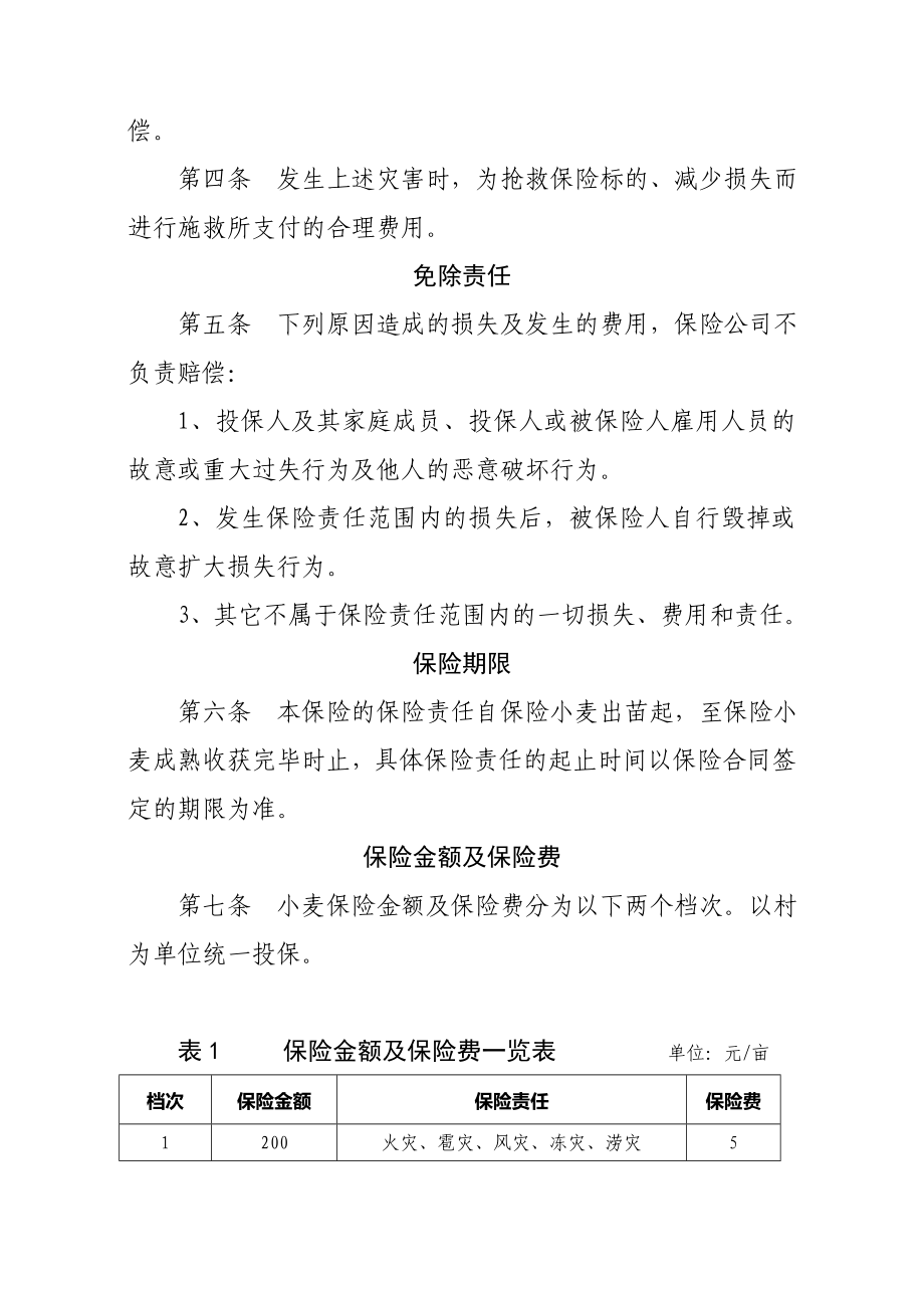 山东省政策性小麦保险条款_第2页
