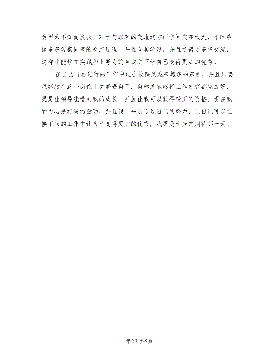 商场客服试用期工作总结2022年_第2页