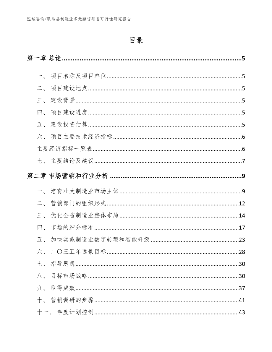 耿马县制造业多元融资项目可行性研究报告_第1页