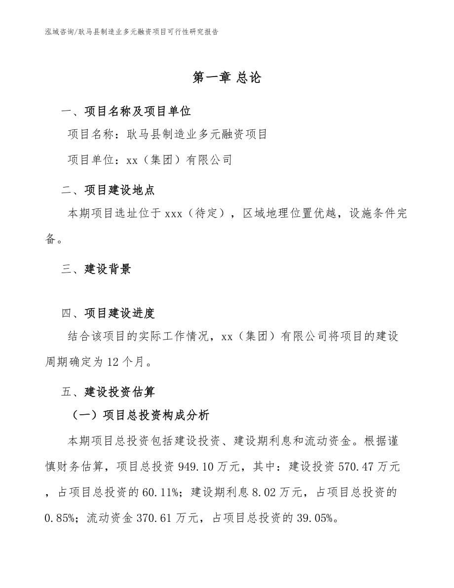 耿马县制造业多元融资项目可行性研究报告_第5页