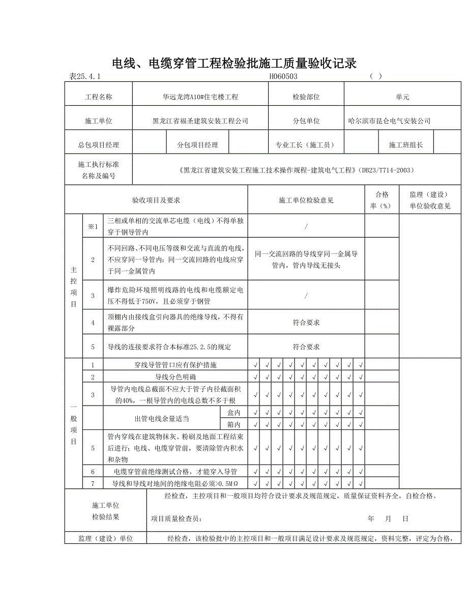 电线电缆穿管工程检验批施工质量验收记录.doc_第1页