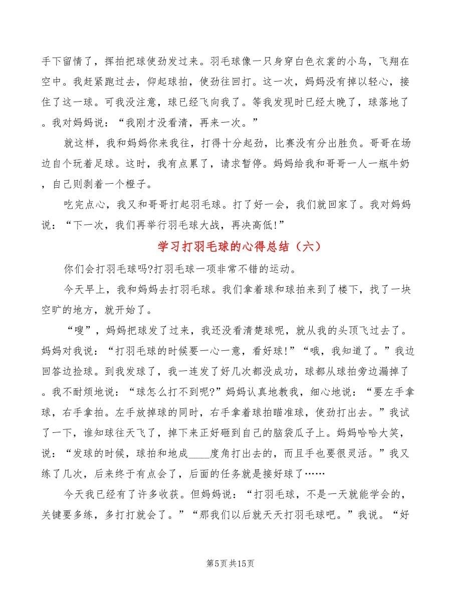 学习打羽毛球的心得总结（15篇）_第5页