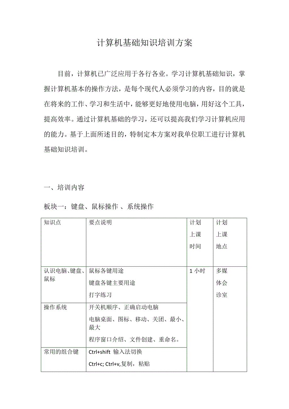 计算机基础知识培训方案.docx_第1页